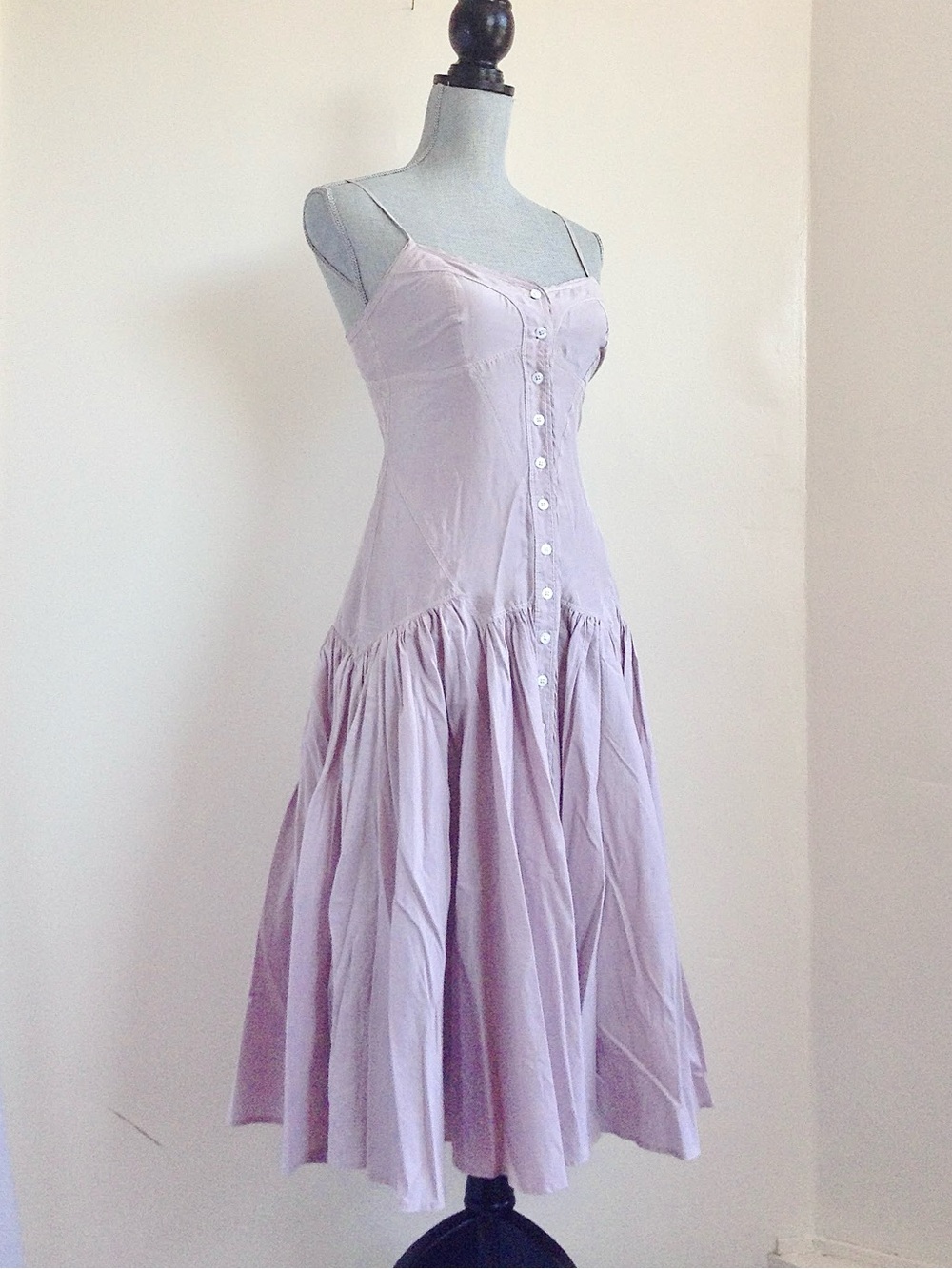 Armani Exchange Archival Lavender Silk Cotton Midi Dress 4 Wedding Guest Summer - Picture 2 of 12